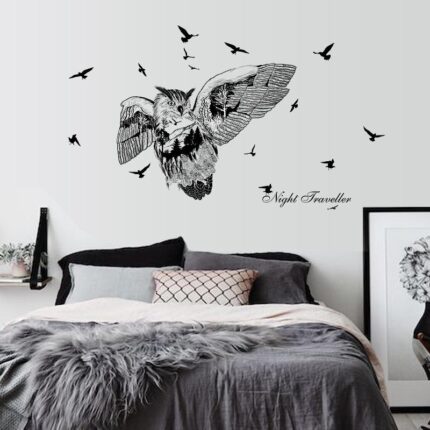 Owl Animal Wall Stickers, Wallpaper Stickers, Nordic Interior Wall Decor, Waterproof, Perfect for Rental Apartments, Bedrooms, Living Rooms, DIY Room Decorations, Home Decor size 50x70 sk7108