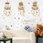 Wall Sticker, Hanging Pot Flower Art Sticker, Interior Plant, size 50x70 xls7106