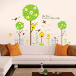Wall stickers Pop illustration Birds and birdhouses Interior wall decor Scandinavian style DIY Removable size 60x90 xy1152