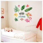Home Wall Stickers Tropical Watercolor Leaf Flowers Wall Stickers Waterproof Wall Decal Stickers  size 50x70  sk7173 - Image 2