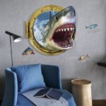 Shark Porthole Wall Decal Sticker Mural Poster Print Art Kids Bedroom Home Decor HD37 - Image 5