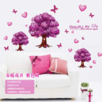 purple tree love butterfly Flower Wall Sticker for TV sofa kindergarten living room Bedroom Home Decor wedding decoration AY9228 - AliExpress 15  size 60x90  am9105 - Image 3