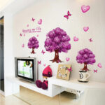 purple tree love butterfly Flower Wall Sticker for TV sofa kindergarten living room Bedroom Home Decor wedding decoration AY9228 - AliExpress 15 - Image 3