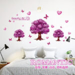 purple tree love butterfly Flower Wall Sticker for TV sofa kindergarten living room Bedroom Home Decor wedding decoration AY9228 - AliExpress 15 - Image 2