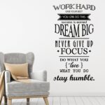 Vinyl Wall Decal Motivation Office Space Work Hard Dream Big Quote Words Decor Stickers Mural