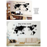 AY9133 New arrive Map of the World Wall sticker Black Large Vinyl Wall Decal Sticker Home decor - Image 3