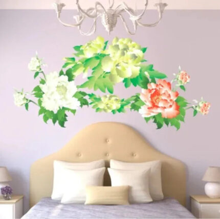Green & Red Leaves Printed Durable Waterproof Wall Stickers size 60x90 ay916