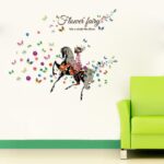 FLOWER FAIRY HORSE Wall Sticker Colorful  Butterfly Wall Paper SK-9005 PVC Removeable Wall Art Decor - Image 4