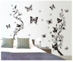 AY9124 Black Butterfly Flower rattan DIY Removable Wall Stickers - Image 2