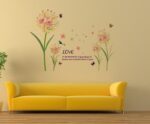 SK9016 Lily Bouquet Color Wall Stickers Vine Beautiful Flowers Quotes Vinyl Decals Living Room Home Decoration - Image 2