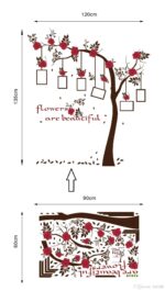 SK9086 New Chic Family Red Flowers Photo Frame Tree Wall Sticker Living Room Decor Room Decals - Image 12