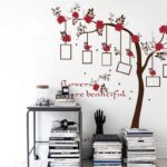 SK9086 New Chic Family Red Flowers Photo Frame Tree Wall Sticker Living Room Decor Room Decals - Image 7