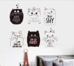 Cute Cat Wall Stickers Fashion Home Decor 6 Pcs Cats Black White Cats Wallpapers DIY Kids Room Decoration jm7338 - Image 2