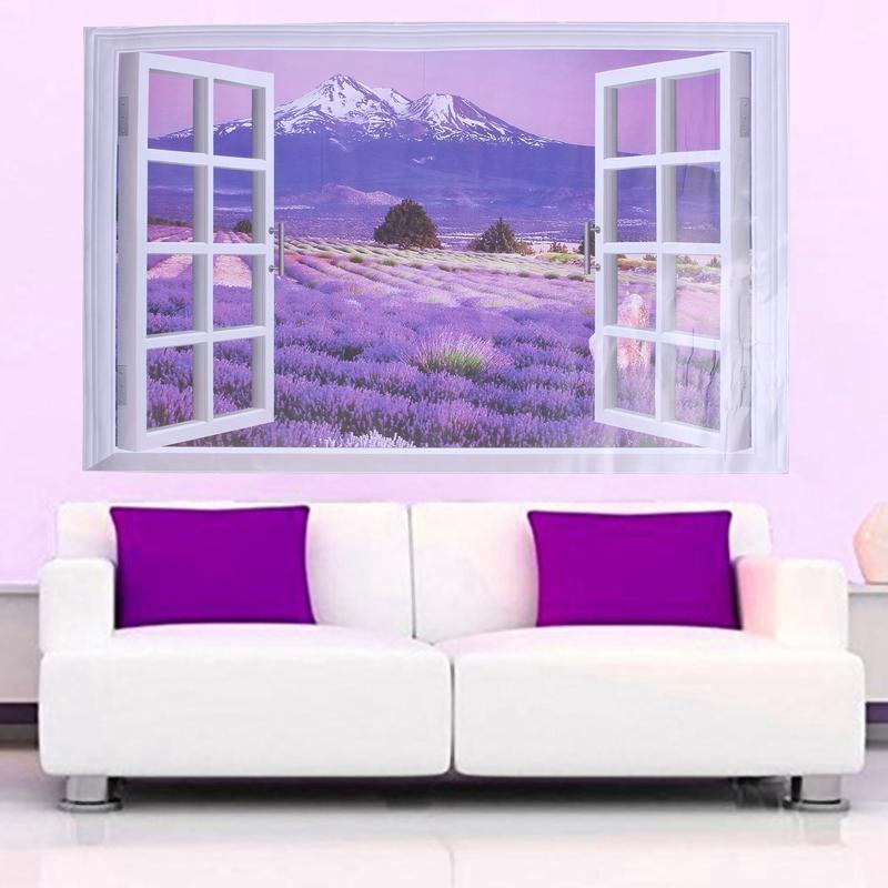 rBVaVV71ZHiAVacuAARvL3Jp540092_1_b04454d7-5887-4746-b68d-51e8227e2661 ay9234b Large Lavender Mountain 3D Window Scene View Removable Wall Sticker Decal - Image 1