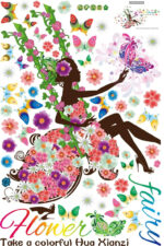 Afra Design ' Flower Fairy ' Wall Sticker (PVC Vinyl, Size 3XL, Multicolour) - Image 3