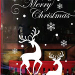 White Snow Reindeer Window Glass Door Removable Christmas Wall Sticker - Image 4