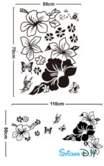 wall sticker, black hibiscus flower size 60x90  jm8228 - Image 3