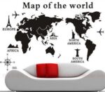 AY9133 New arrive Map of the World Wall sticker Black Large Vinyl Wall Decal Sticker Home decor - Image 2