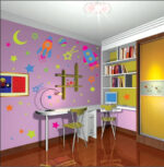 Really cute wall sticker with spaceships. size 50x70 dm570174 - Image 3