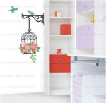 Tc1006 Large Floral Bird Cage Birds Wall Stickers Mural Home Decal Art Decor Corner DIY - Image 4