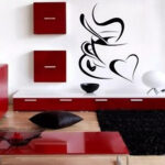 Double Love Coffee Cup Wall Sticker Removable Home Decor Wall Art Two Colors New - Image 2