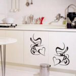 Double Love Coffee Cup Wall Sticker Removable Home Decor Wall Art Two Colors New - Image 3