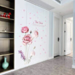 Home Wall Stickers Chinese Rose Flowers Wall Stickers Waterproof Wall Decal Stickers Washable Removable Windows Wall Decoration size 60x90 sk9284 - Image 4