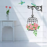 Tc1006 Large Floral Bird Cage Birds Wall Stickers Mural Home Decal Art Decor Corner DIY - Image 3