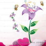 Large Hello Kitty Fairy Flower Wall Stickers Girls Decor Decals Vinyl Removable - Image 7