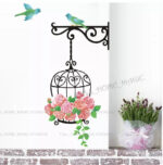 Tc1006 Large Floral Bird Cage Birds Wall Stickers Mural Home Decal Art Decor Corner DIY - Image 2