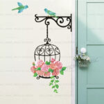Tc1006 Large Floral Bird Cage Birds Wall Stickers Mural Home Decal Art Decor Corner DIY