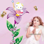 Large Hello Kitty Fairy Flower Wall Stickers Girls Decor Decals Vinyl Removable - Image 2