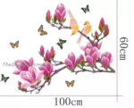 Pink Magnolia Tree Flower Butterfly Wall Stickers Home Decor WallSticker ay1903 - Image 4