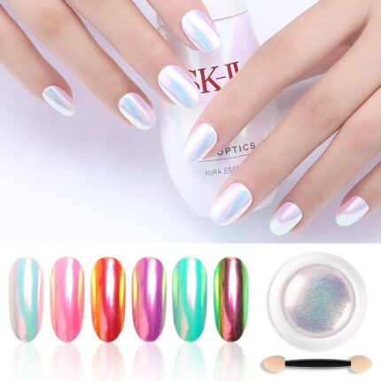 6 box Nail Glitter Powder Pearl Shimmer Nail Powder Chrome Sparkling Dazzling Pigment Dust Art Decoration