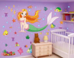 Wall Stickers Sea World Fish Mermaid Bubble Girl Removable Kids Girl Room Decal size 50x70 xls7036 - Image 3