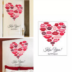 Romantic Red Lips Wall Stickers, Wedding Decoration, Decal, Living Room, Home Decor, Self-adhesive Wallpaper, Valentine's Day Mural size 50x70 sk6056 - Image 4