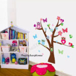 Owl Flower Butterfly Tree Wall Stickers Girls Bedroom Decor Kids Nursery Decals - Image 3