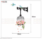 Large Floral Bird Cage Birds Wall Stickers Mural Home Decal Art Decor Corner DIY - Image 6