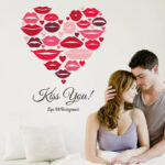 Romantic Red Lips Wall Stickers, Wedding Decoration, Decal, Living Room, Home Decor, Self-adhesive Wallpaper, Valentine's Day Mural size 50x70 sk6056