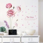 Home Wall Stickers Chinese Rose Flowers Wall Stickers Waterproof Wall Decal Stickers Washable Removable Windows Wall Decoration size 60x90 sk9284 - Image 3
