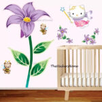 Large Hello Kitty Fairy Flower Wall Stickers Girls Decor Decals Vinyl Removable - Image 4