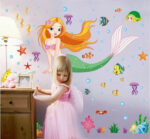Wall Stickers Sea World Fish Mermaid Bubble Girl Removable Kids Girl Room Decal size 50x70 xls7036 - Image 4