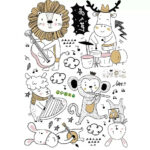 Animal Music Band Lion monkey wall stickers decals children bedroom kindergarden size 50x70  sk7177 - Image 4