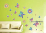 LARGE Colourful BUTTERFLIES FLOWERS Wall Stickers Nursery Girls Kids Room Decor size 50x70 xy8067 - Image 2