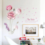 Home Wall Stickers Chinese Rose Flowers Wall Stickers Waterproof Wall Decal Stickers Washable Removable Windows Wall Decoration size 60x90 sk9284