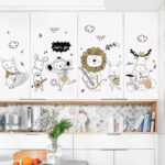 Animal Music Band Lion monkey wall stickers decals children bedroom kindergarden size 50x70  sk7177 - Image 2
