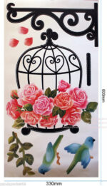 Large Floral Bird Cage Birds Wall Stickers Mural Home Decal Art Decor Corner DIY - Image 5