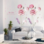 Home Wall Stickers Chinese Rose Flowers Wall Stickers Waterproof Wall Decal Stickers Washable Removable Windows Wall Decoration size 60x90 sk9284 - Image 2