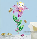 Large Hello Kitty Fairy Flower Wall Stickers Girls Decor Decals Vinyl Removable - Image 5