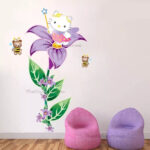 Large Hello Kitty Fairy Flower Wall Stickers Girls Decor Decals Vinyl Removable - Image 3